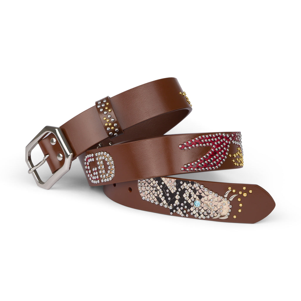 Brown Koi Fish Studded Belt