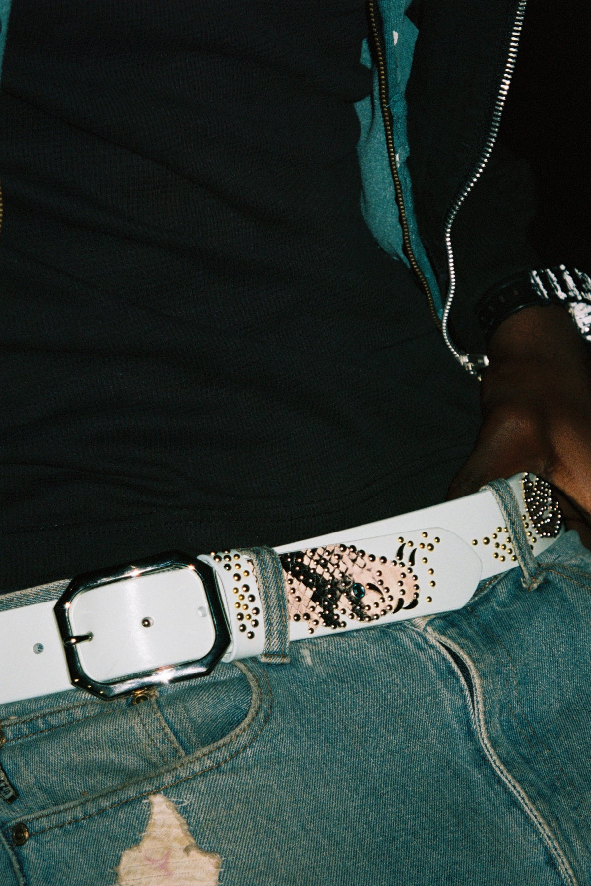 Blue Koi Fish Studded Belt