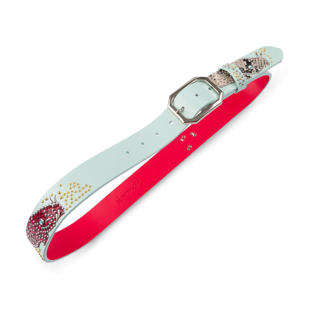 Blue Koi Fish Studded Belt