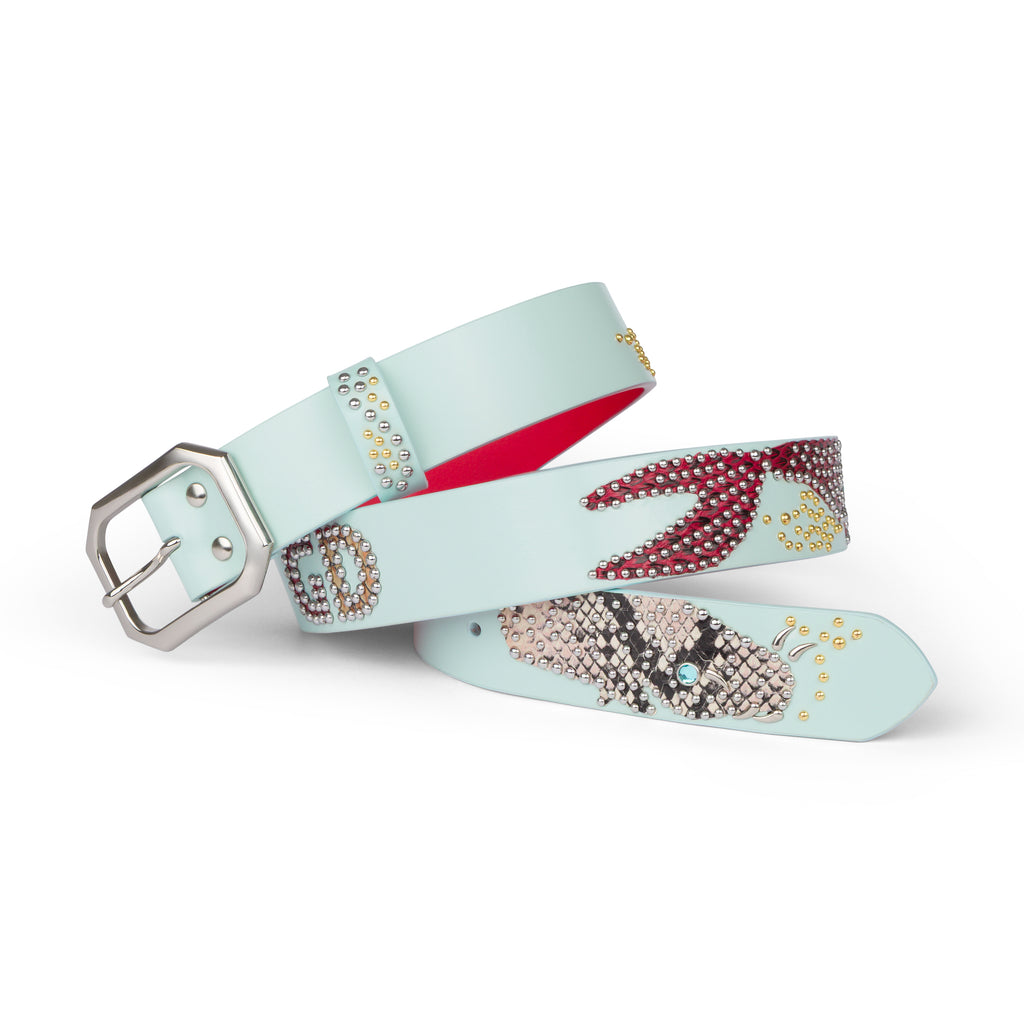 Blue Koi Fish Studded Belt
