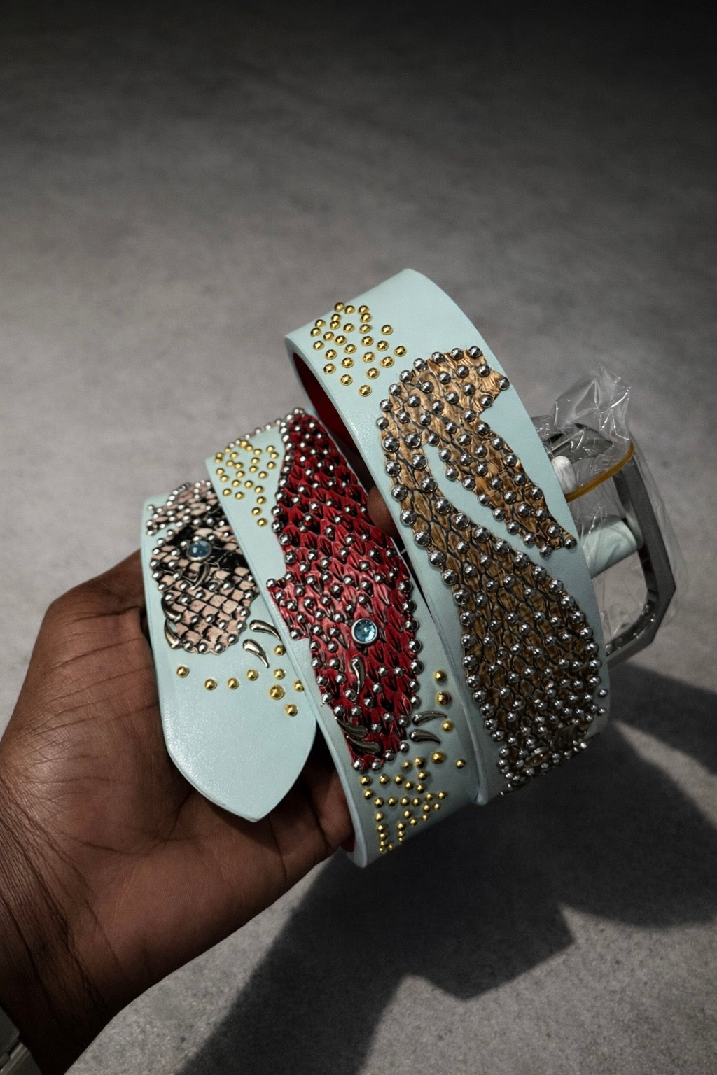 Blue Koi Fish Studded Belt