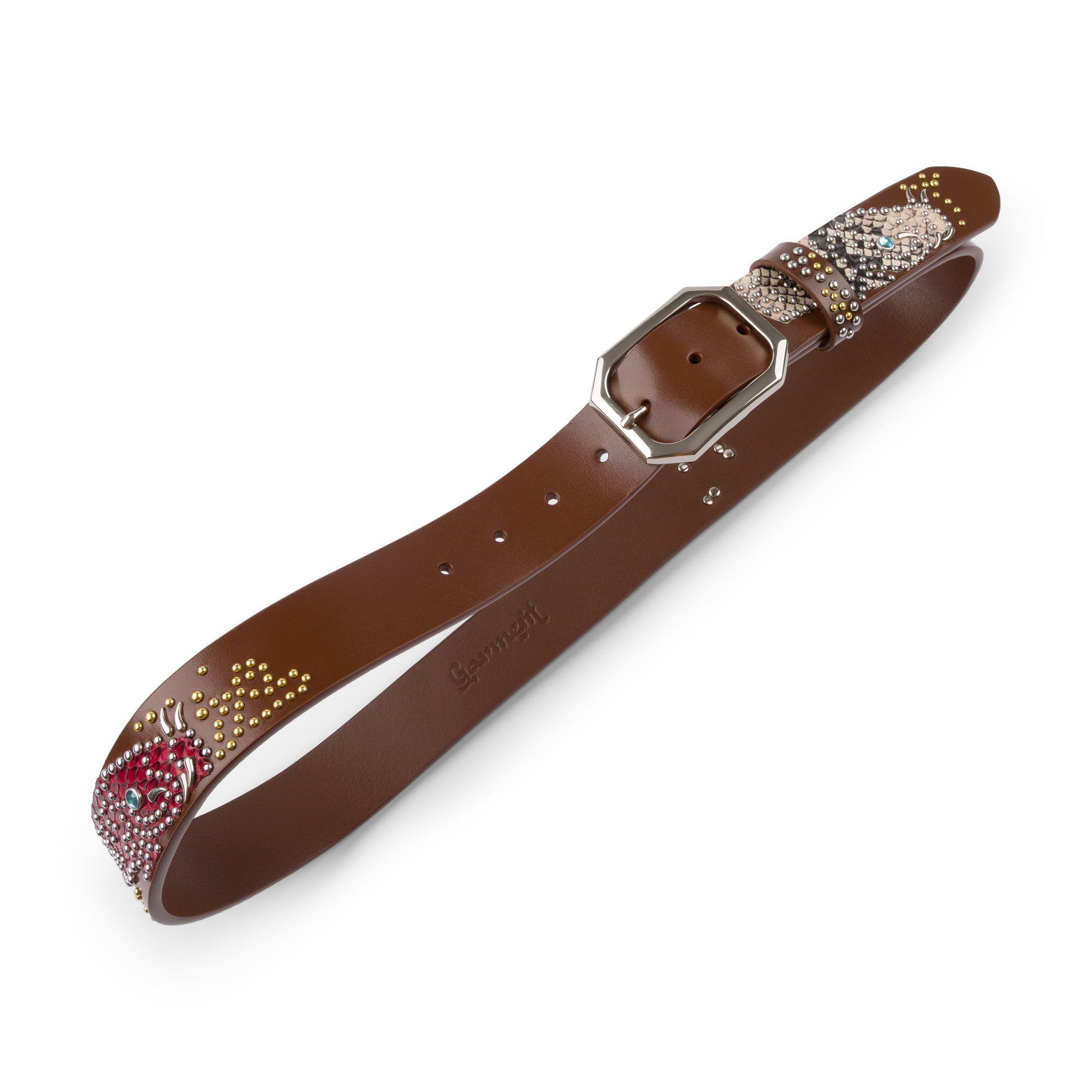 Brown Koi Fish Studded Belt